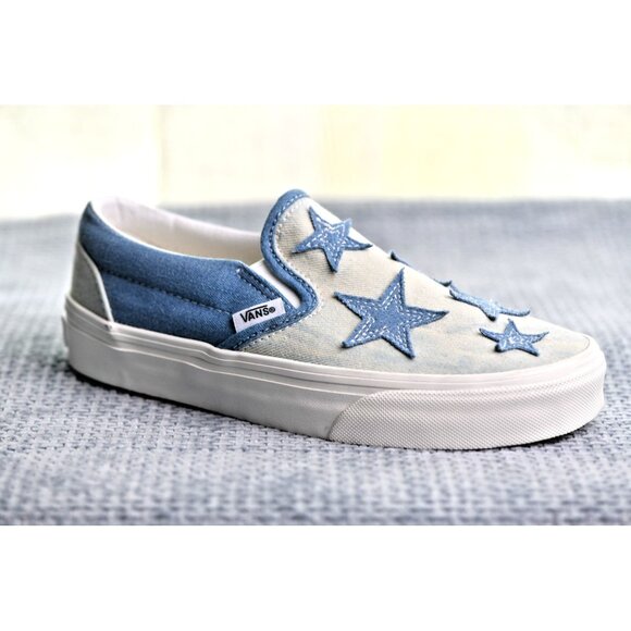 New! Size: 5.5 Women/4 Men | Vans Classic SLIP-ON Sneakers Starry Night Denim - Picture 1 of 16